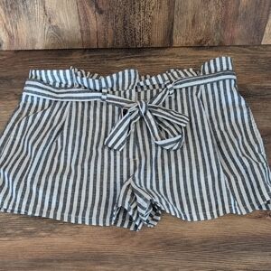 Love Tree High Waist Gray and White Stripe Dress Shorts M